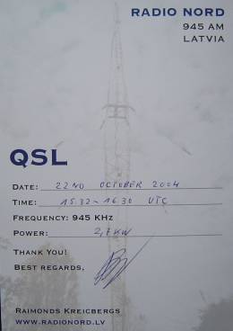 Radio Nord QSL